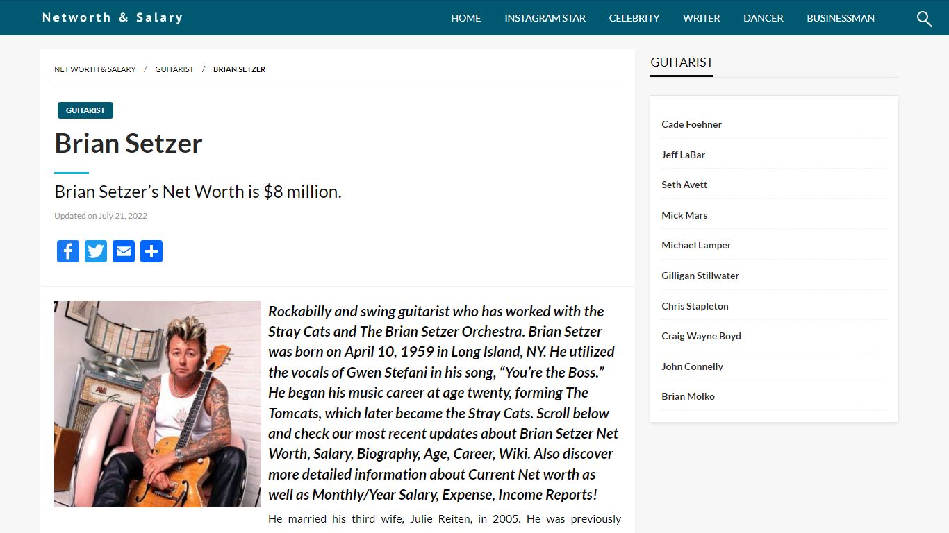 Brian Setzer Salary, Net worth, Bio, Ethnicity, Age - Networth and Salary